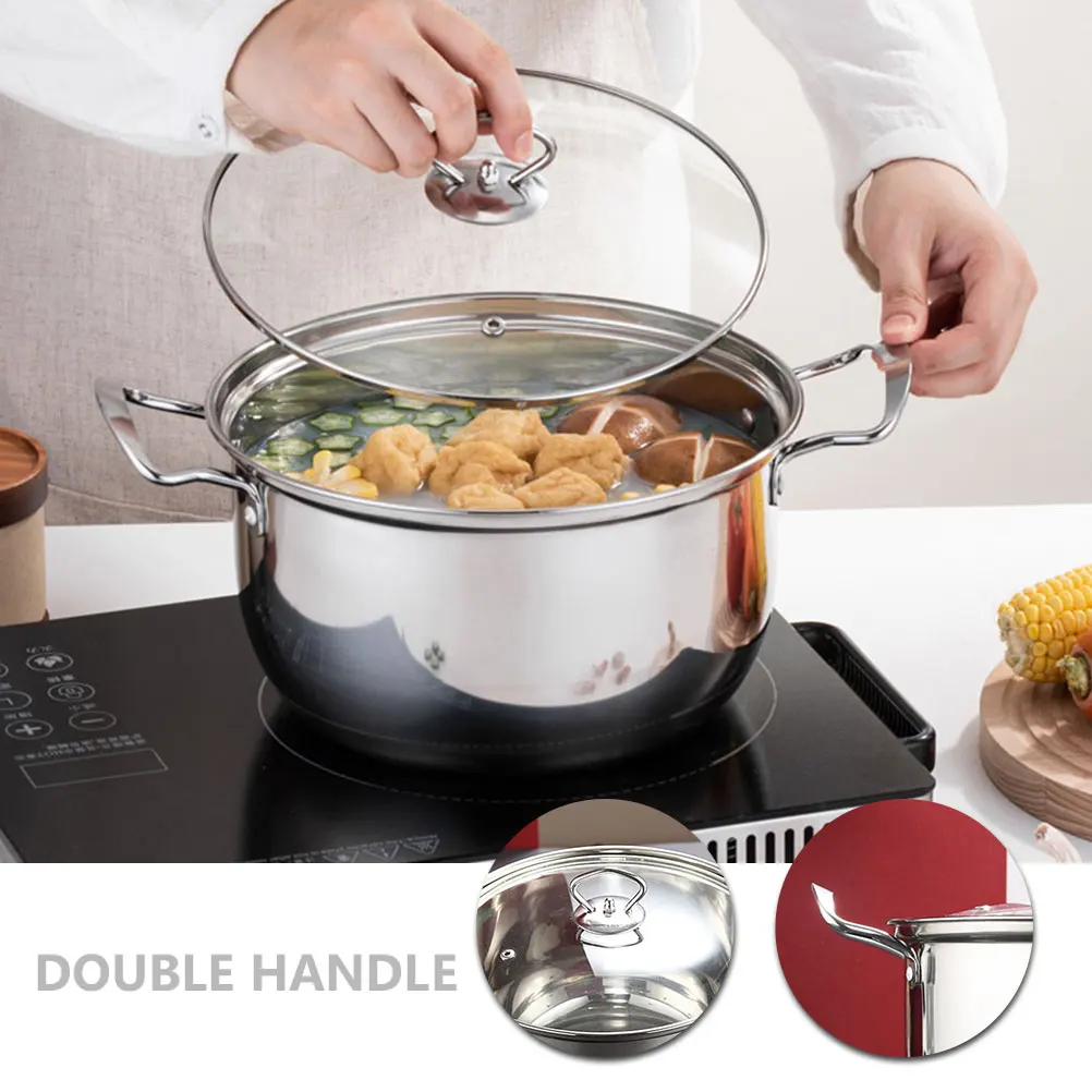 

Anti Stick Pot 24cm Double Handle Stainless Steel Pans Gas Stove Stainless Steel Stockpot Induction Cooker Safe Practical