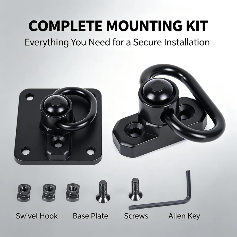 1. QD Quick Separate Swivel Connector M‑LOK Mount 360 Spin Strap Buckle Outdoor Sports Link Part