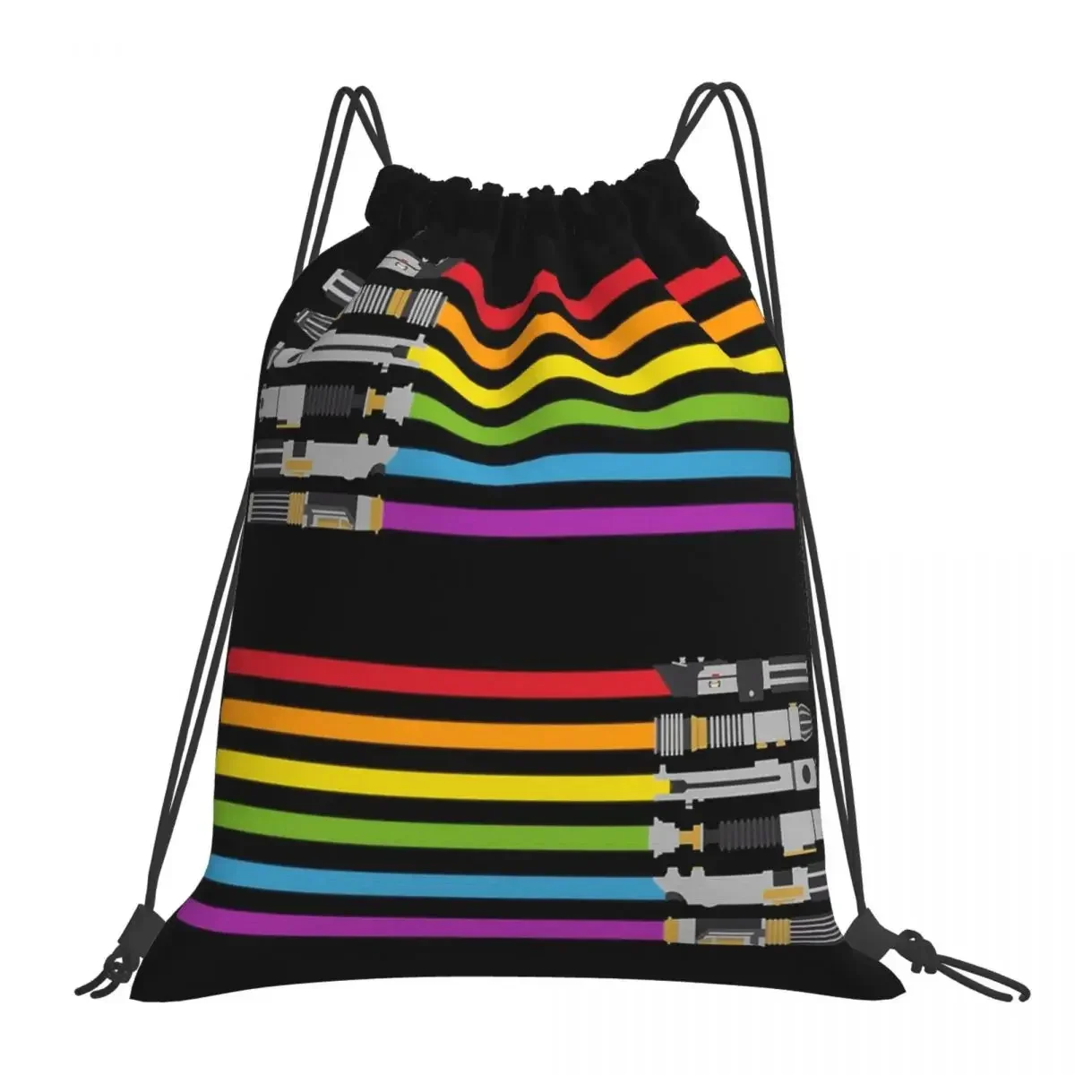 Lightsaber Rainbow Backpacks Multi-function Drawstring Bags Drawstring Bundle Pocket Sports Bag BookBag For Travel School