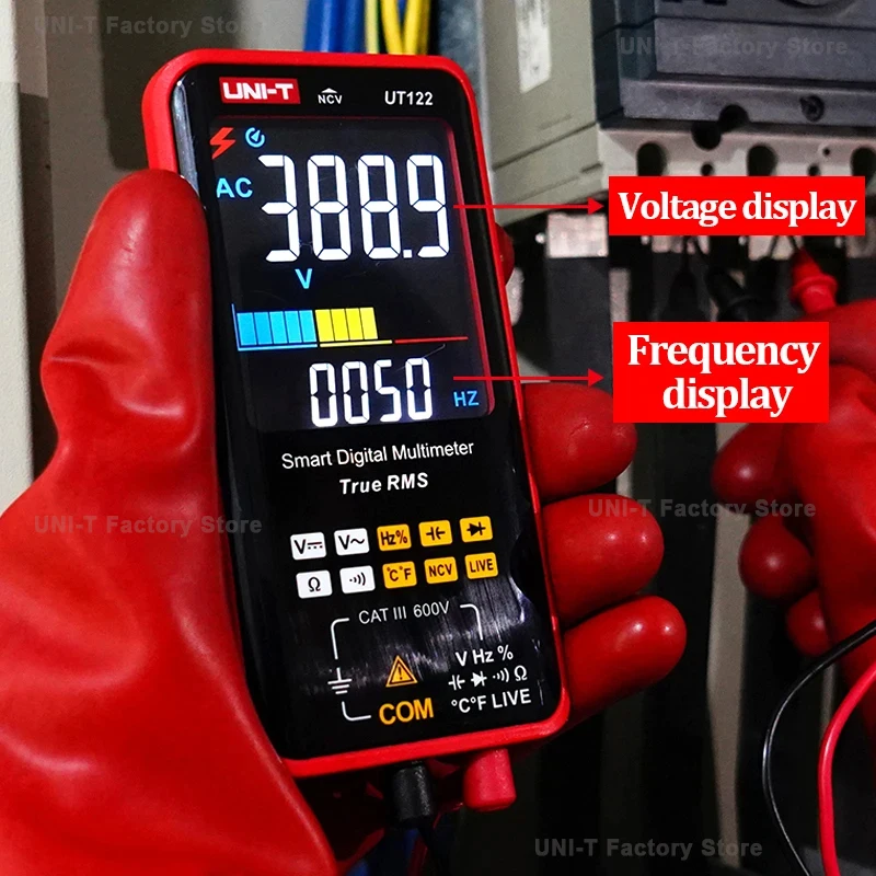 Multimeter pintar UNI-T UT121A/B UT122, profesional Digital Meter frekuensi tegangan tampilan ganda NCV Multi Tester listrik langsung