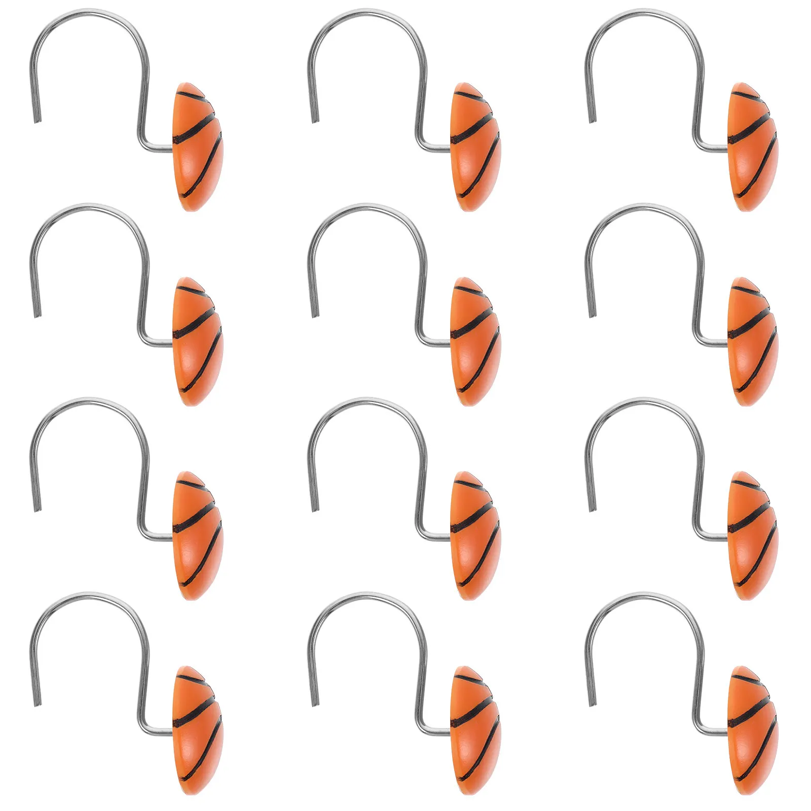 12Pcs Basketball Resin Shower Curtain Hooks Decorative Round Rings Bathroom Curtain Accessories Privacy Protection