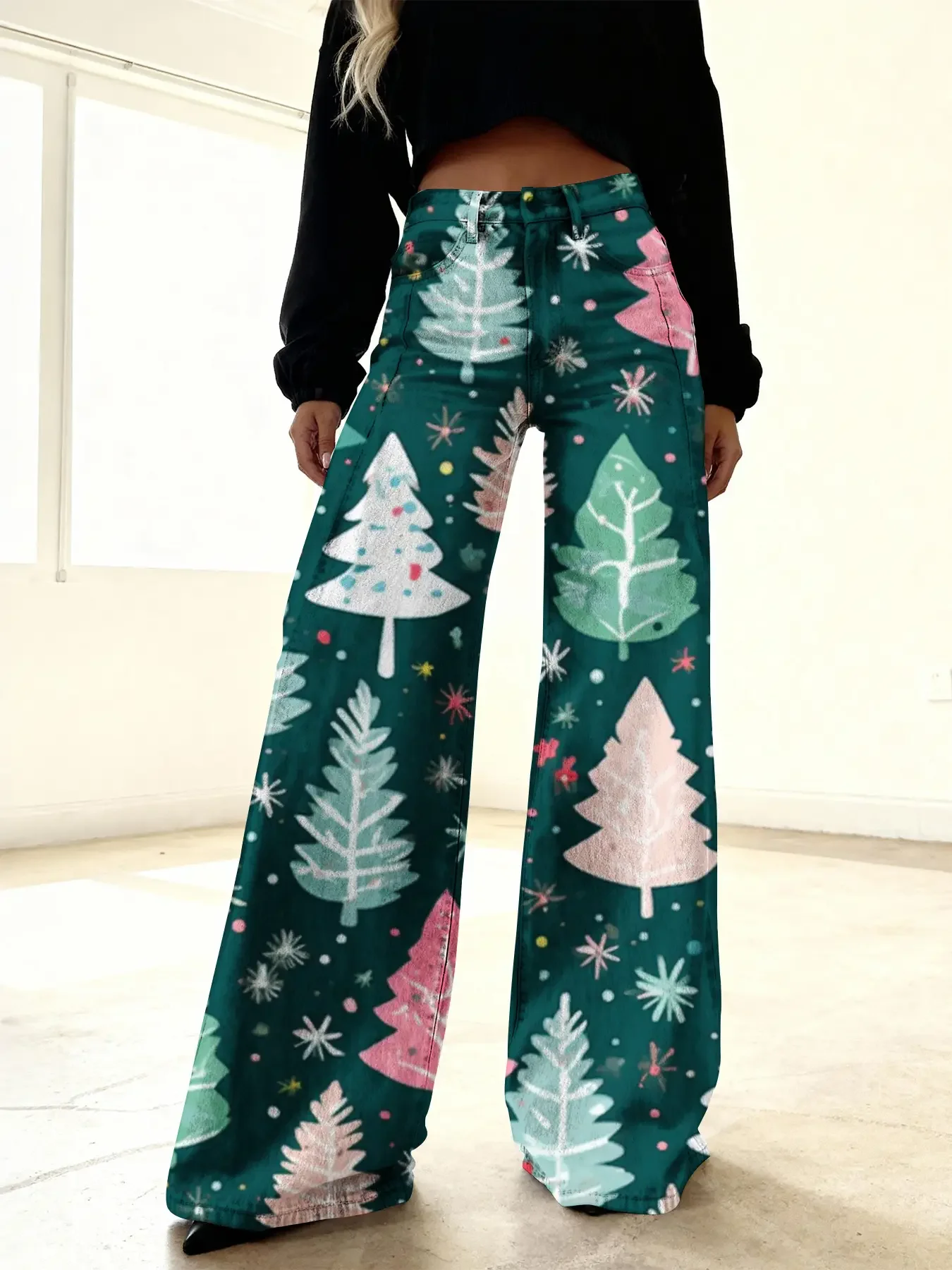 2026 Women's new casual jeans with a variety of colorful western prints,  (European and American style)