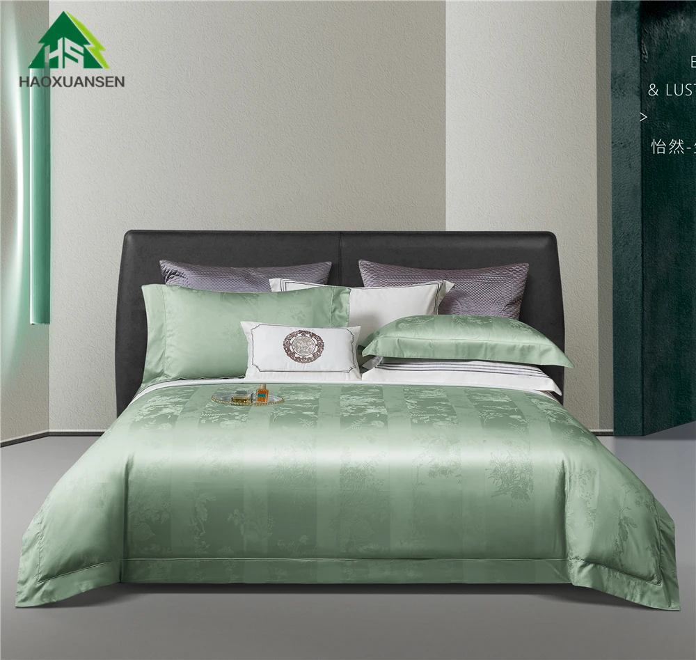 

Summer Green Elegant Cheongsam Bedding Sets Pure Cotton Yarn Dyed Jacquard Noble Lady Silky Soft Duvet Cover Pillowcase Sheets