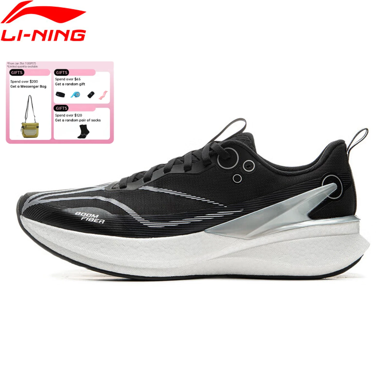 Li-Ning Men's RED HARE 8 PRO Racing Running Shoes BOOM FIBER Cushion Stable Sport Shoes Anti-Slip Wearable Sneakers ARPV003