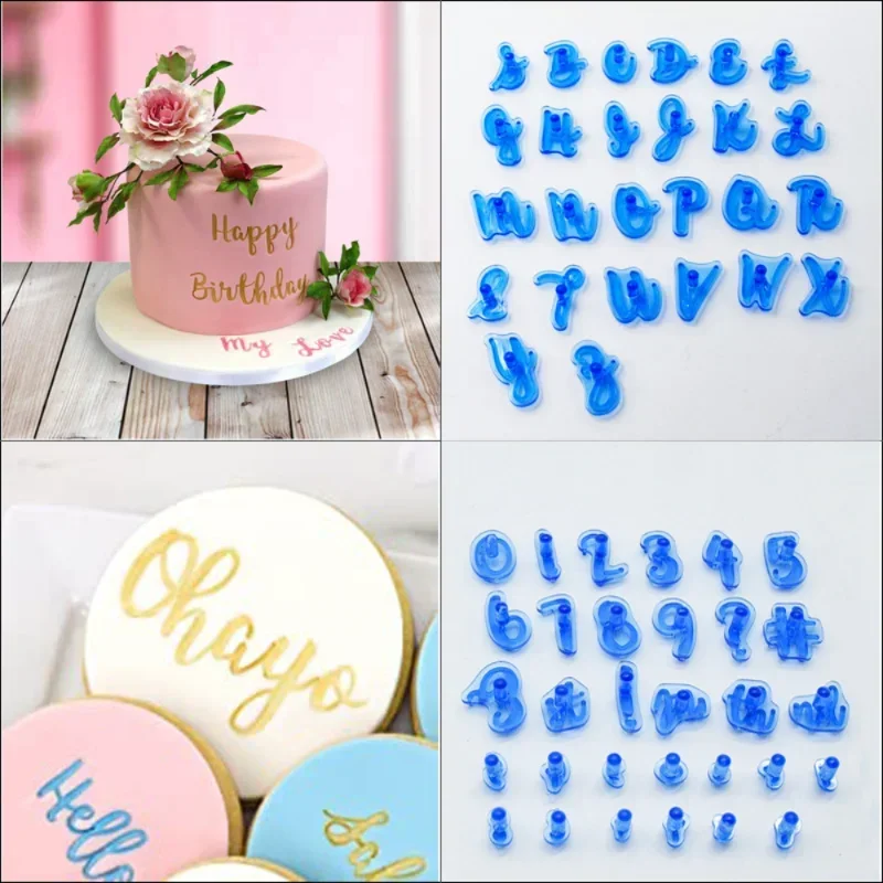 DIY Upper&Lower Case Alphabet Letters Number Embosser Mold Cookie Cutter Fondant Tool Set Cookie Cutter Cake Decoration Tools