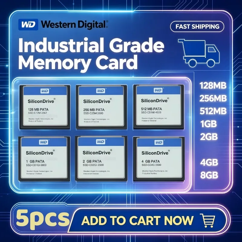 Original WD CF Card 5pcs Compact Flash Memory Card 128MB 256MB 512MB 1GB 2GB 4GB 8GB 16GB For Industrial Control Device
