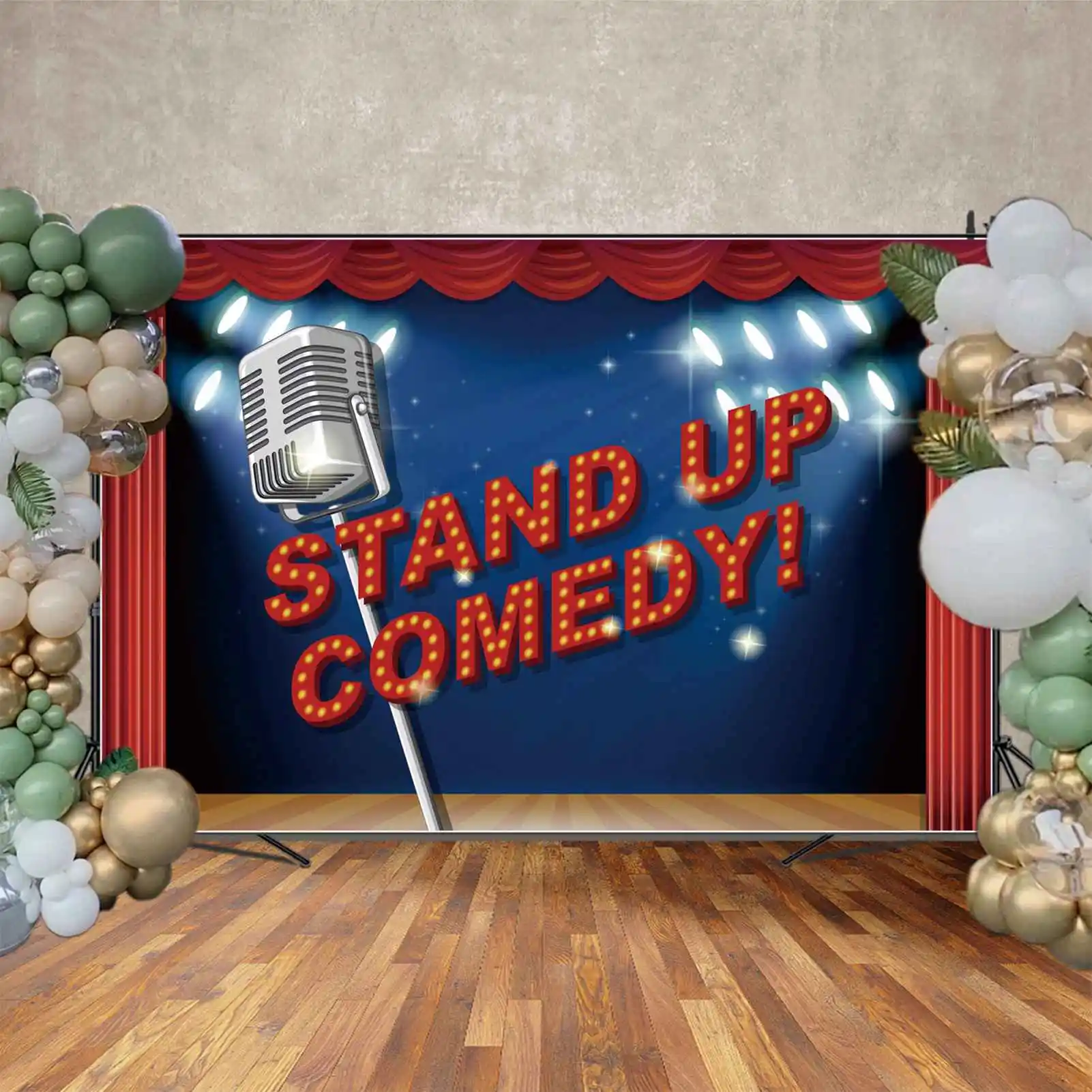 MOON.QG fondale Comedy Direct Broadcasting Room Teletorium TV Video Wall Background Kids Red Curtain Home Studio Photo Booth