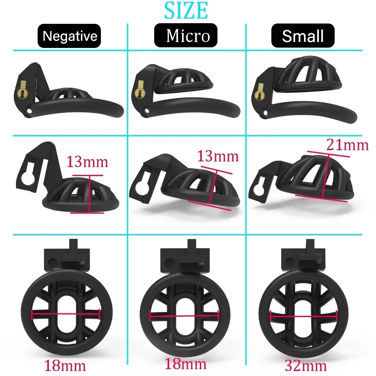 Negative/Micro/Small Chastity Cage for Sissy Sex Toys with 4 Size Cock Rings Pink/Black/White Bdsm Penis Lock Adult Toys for Men