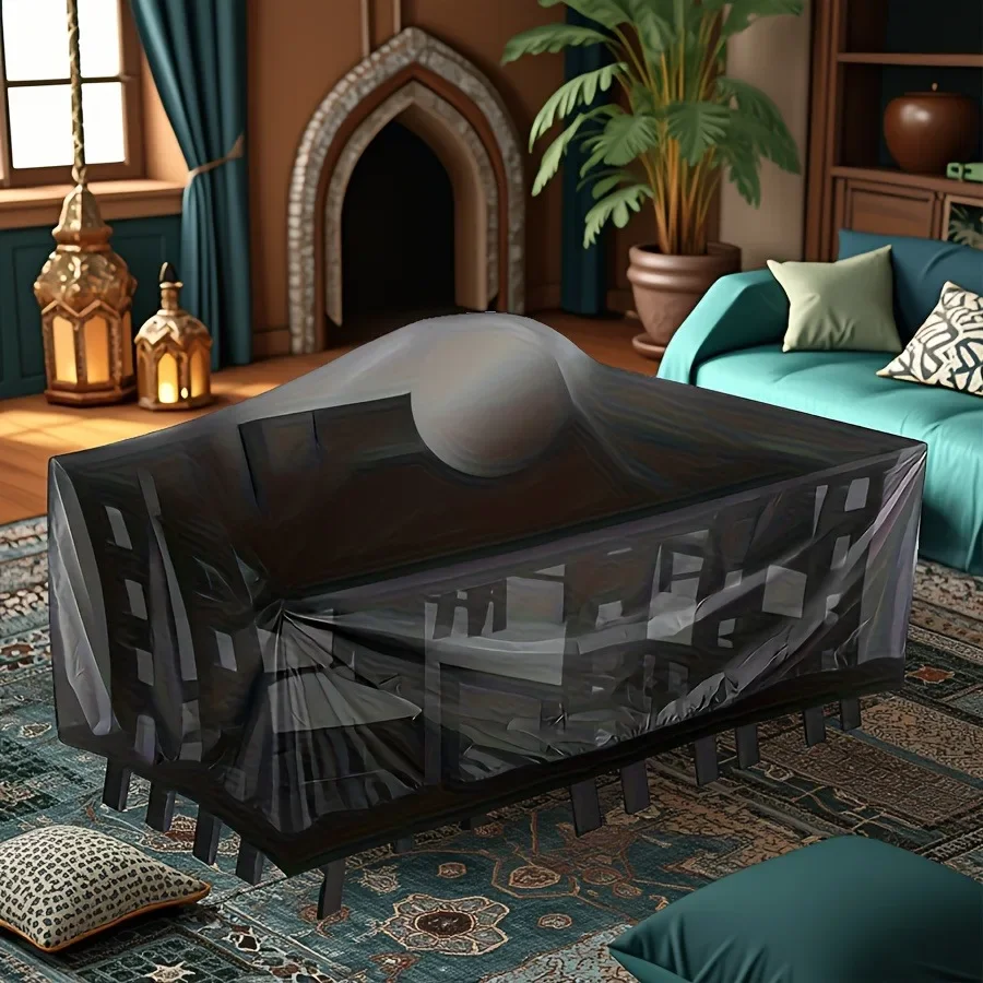 マルチサイズのパティオテーブル家具カバー、210D素材、巾着開閉式、ピクニックテーブル、椅子、ソファに適しています。