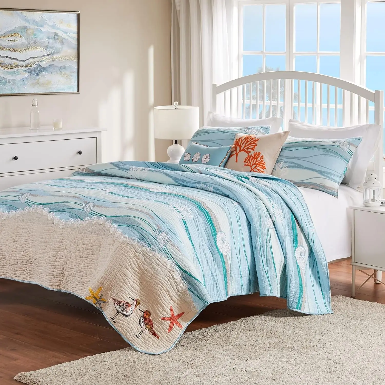 

Комплект из прибрежного одеяла и подушки с вышивкой Home Maui и декоративными подушками, King/California King (5 предметов)