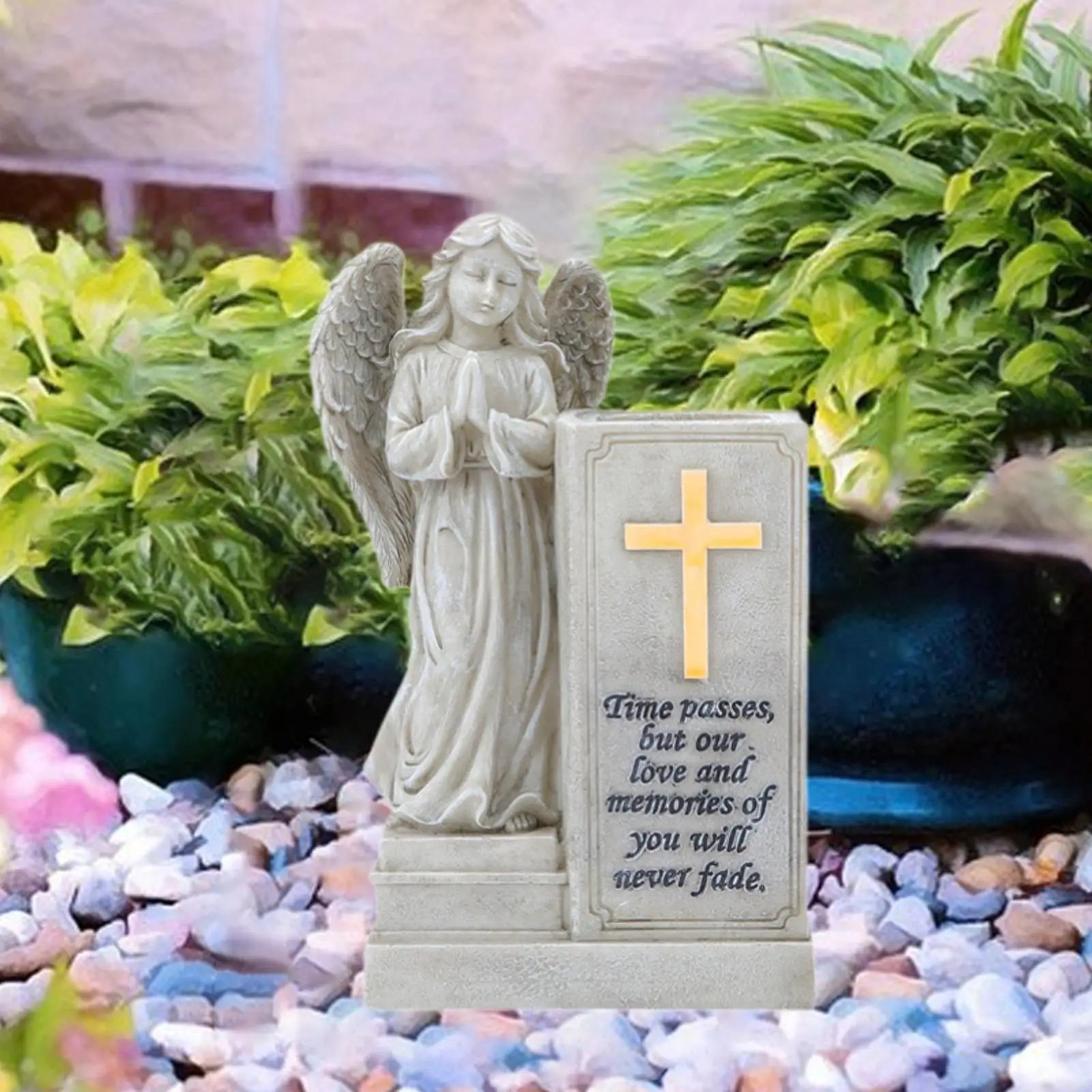 Grave Flower Vase, Memorial Gift Remembrance Scripture Book Shaped for Loss of Loved Flower Pot Angel Sculpture for Headstone