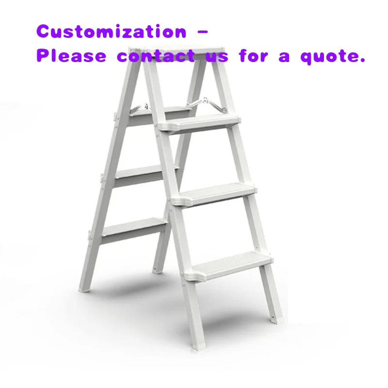 custom.Modern Industrial & Home 4-Step Aluminum Folding Ladder CE Certified 100cm Telescopic Bedroom Stairs & Scaffold Use
