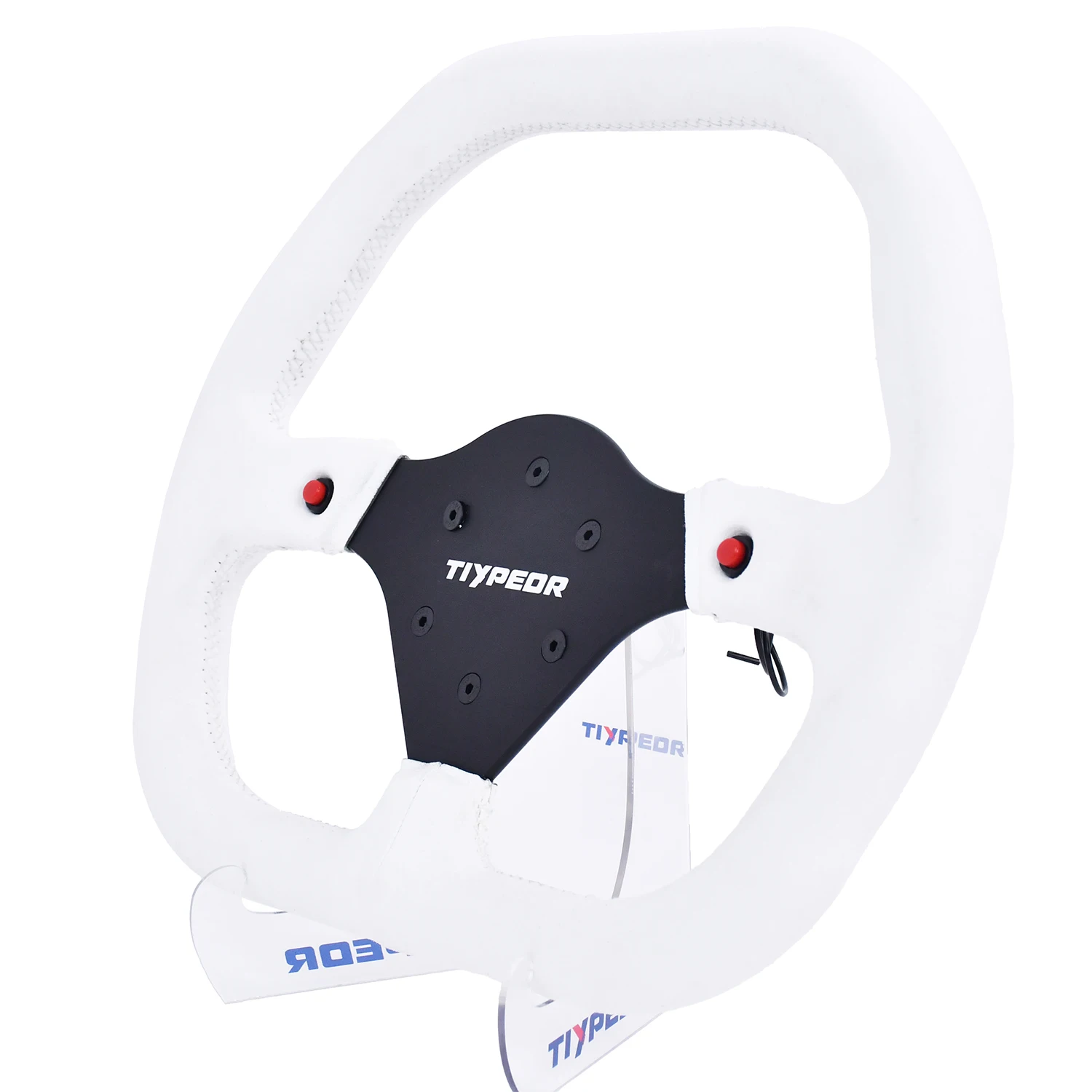 Tiypeor Custom 350mm Suede D-Shaped Flat Bottom GT Style Racing Steering Wheel Wired Connection for PC/Smart TV Game Use