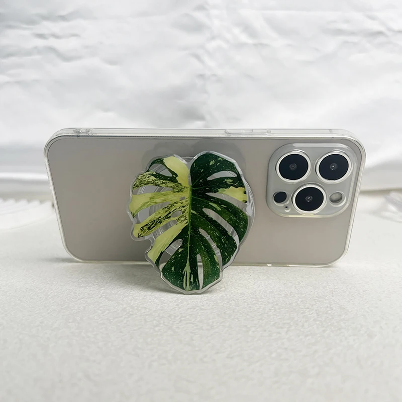 popular Plant Leaf Magnetic Folding Mobile Phone Grip Holder Socket Pocket Support for Magsafe IPhone Samsung Mac Safe