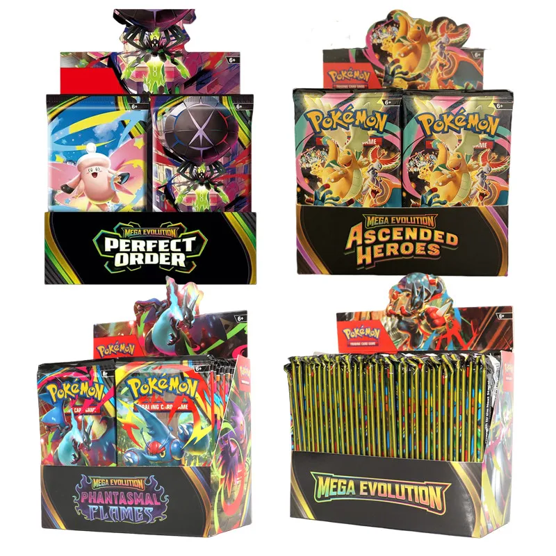 4/36 Packs English Pokémon TCG: Mega Evolution Perfect order Phantasmal Flames Ascended Heroes Booster Box Pokemon card