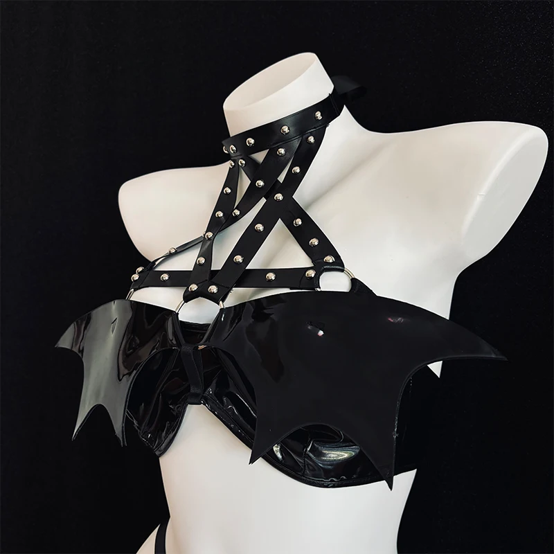 ملابس داخلية مثيرة على شكل نجمة خماسية من SENMHS زي تنكري على شكل خفاش شيطان صغير من جلد البولي يوريثان ملابس بيكيني للفتيات لحفلات الهالوين ملابس مغرية #5