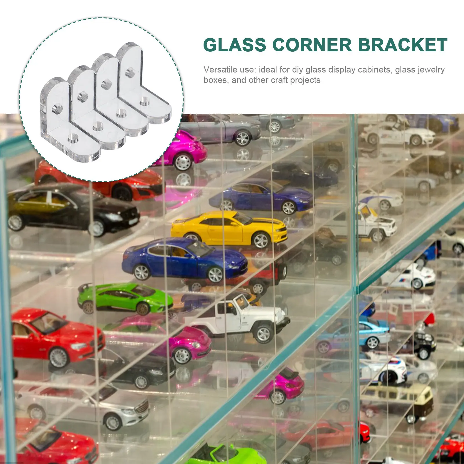 10Pcs Clear Glass Corner Bracket L-Shaped Transparent Corner Code for Glass Jewelry Boxes Display Cabinets DIY Frames Secure Box