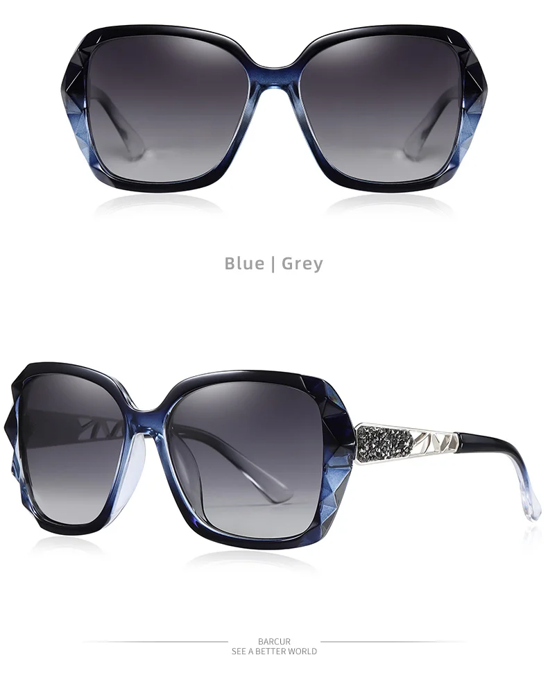 BARCUR Leichte, luxuriöse und elegante Sonnenbrille im Urlaubsstil mit großer Rahmendekoration, Gesichtsform, UV-Schutz – Detail 13