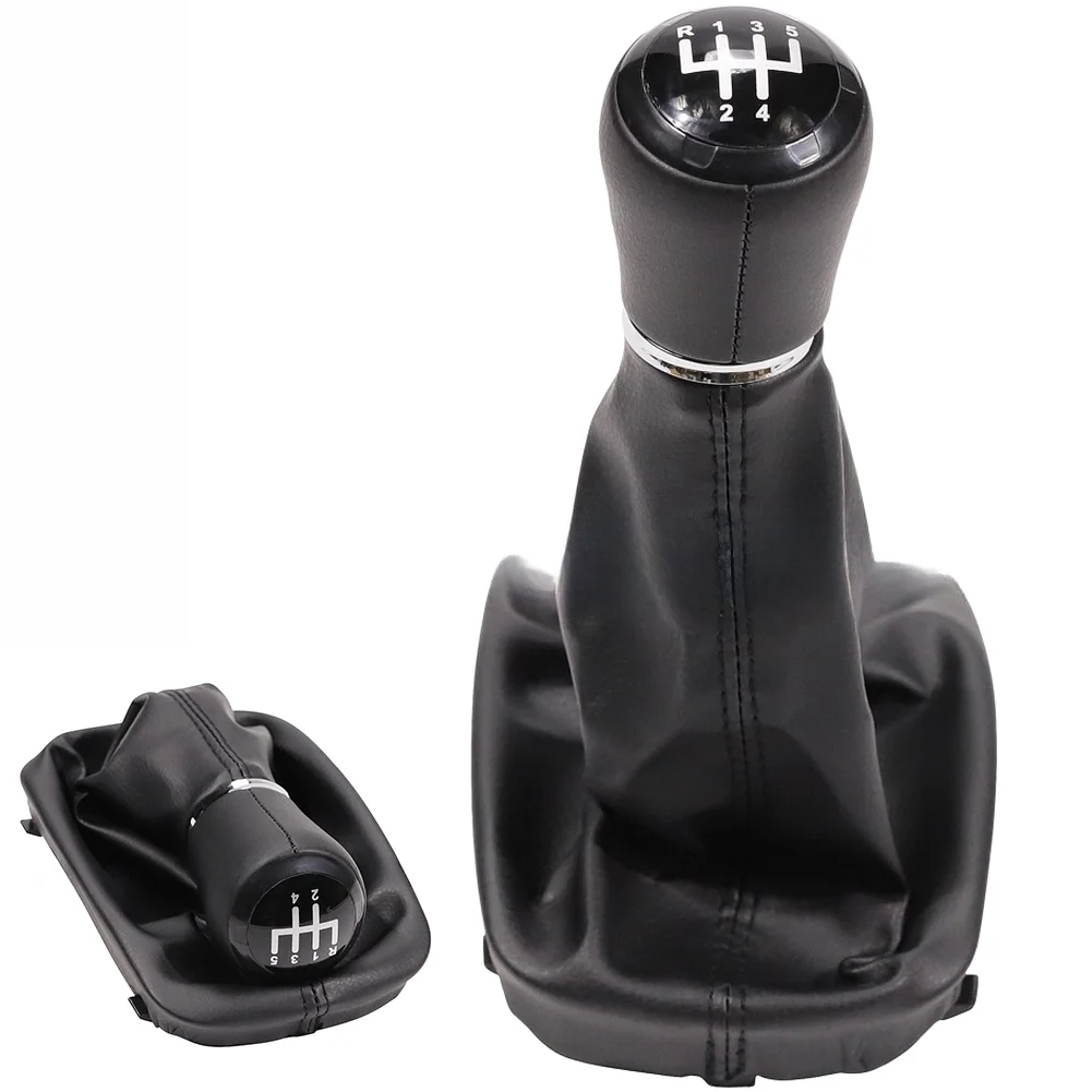 Precise Gear Change Tool Car Accessory Black Gear Shift Knob Leather Material Stitched Finish Precise Shifting