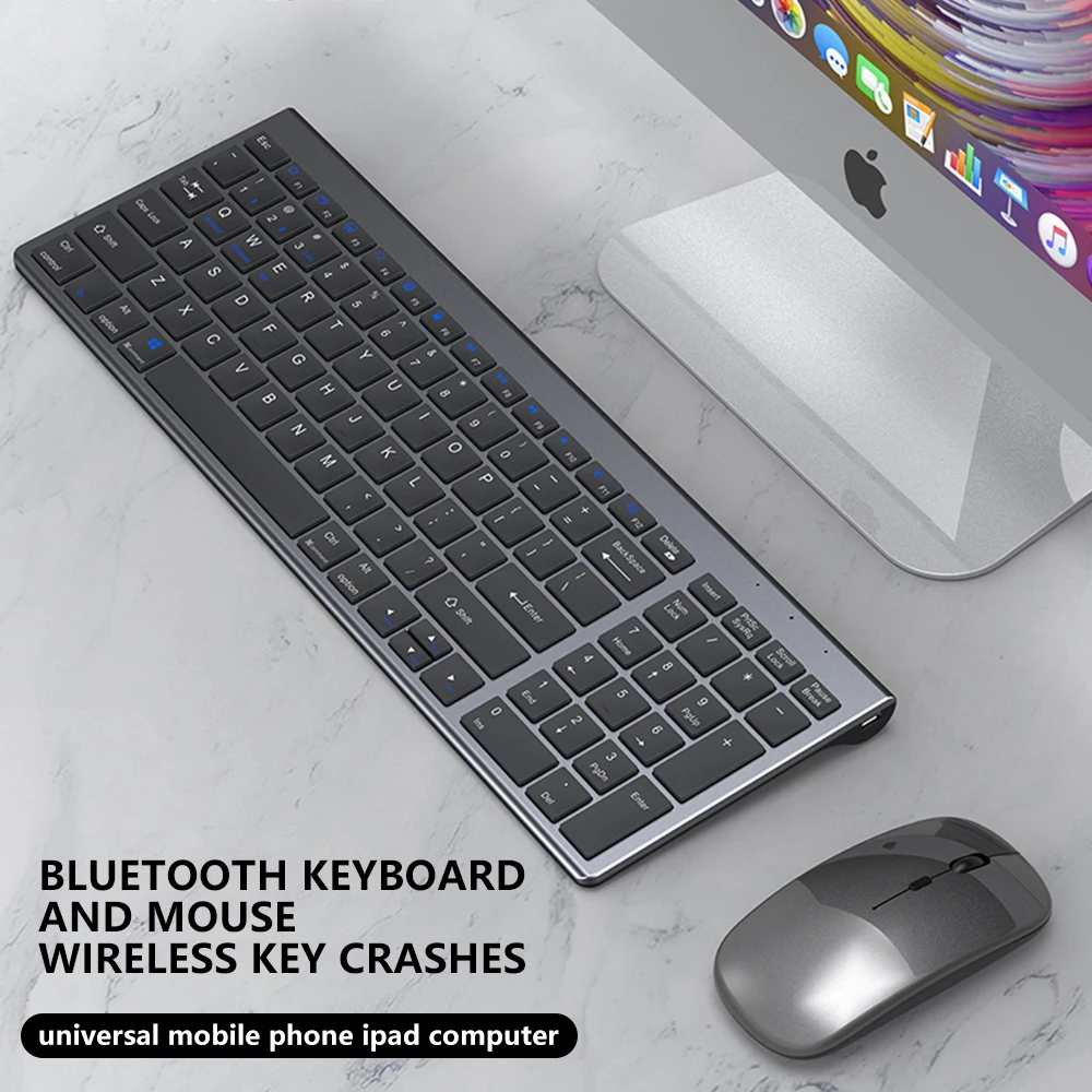 Tastiera Bluetooth Wireless combinazione di tastiera e Mouse Wireless a tre modalità silenziosi a grandezza naturale per Tablet PC Desktop portatile Notebook