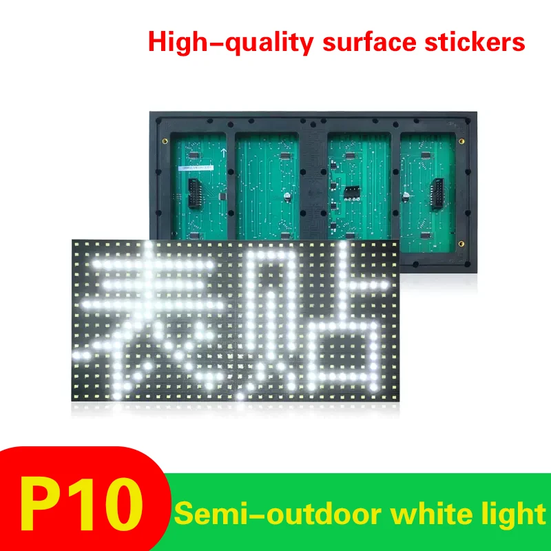 

Surface mount P10 semi-outdoor single white bright word led display billboard scrolling screen no dead lamp unit board