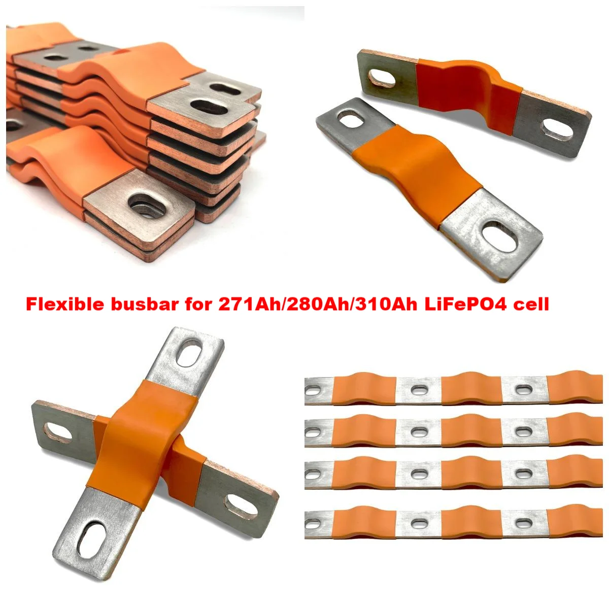 Lifepo4 280Ah Flexible Busbarbattery Terminals Lithium Battery Straps Clips Studs Connecting Bars Pure Copper for 120Ah 320Ah