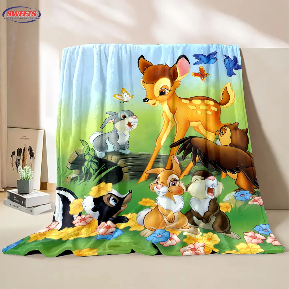 6 Size Disney Bambi Blanket Sofa Bed Cover Four Season Soft Fluffy Quilt Blanket, Flannel Throw Outdoor Leisure Nap Office Trip