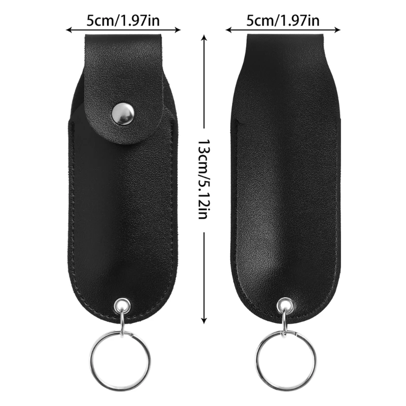 Leather Pepper Sprays Holder Keychain Mini Portable Sprays Storage Bag with Cover EDC Lady Self Defense Accessory Case Only