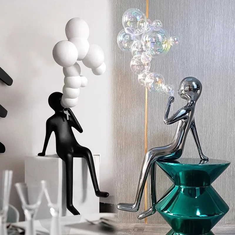Light Luxury Creative Abstract Figure Sculpture Ornament Sales Office Home Furnishing Lobby Fiberglass Figure Bubble Art