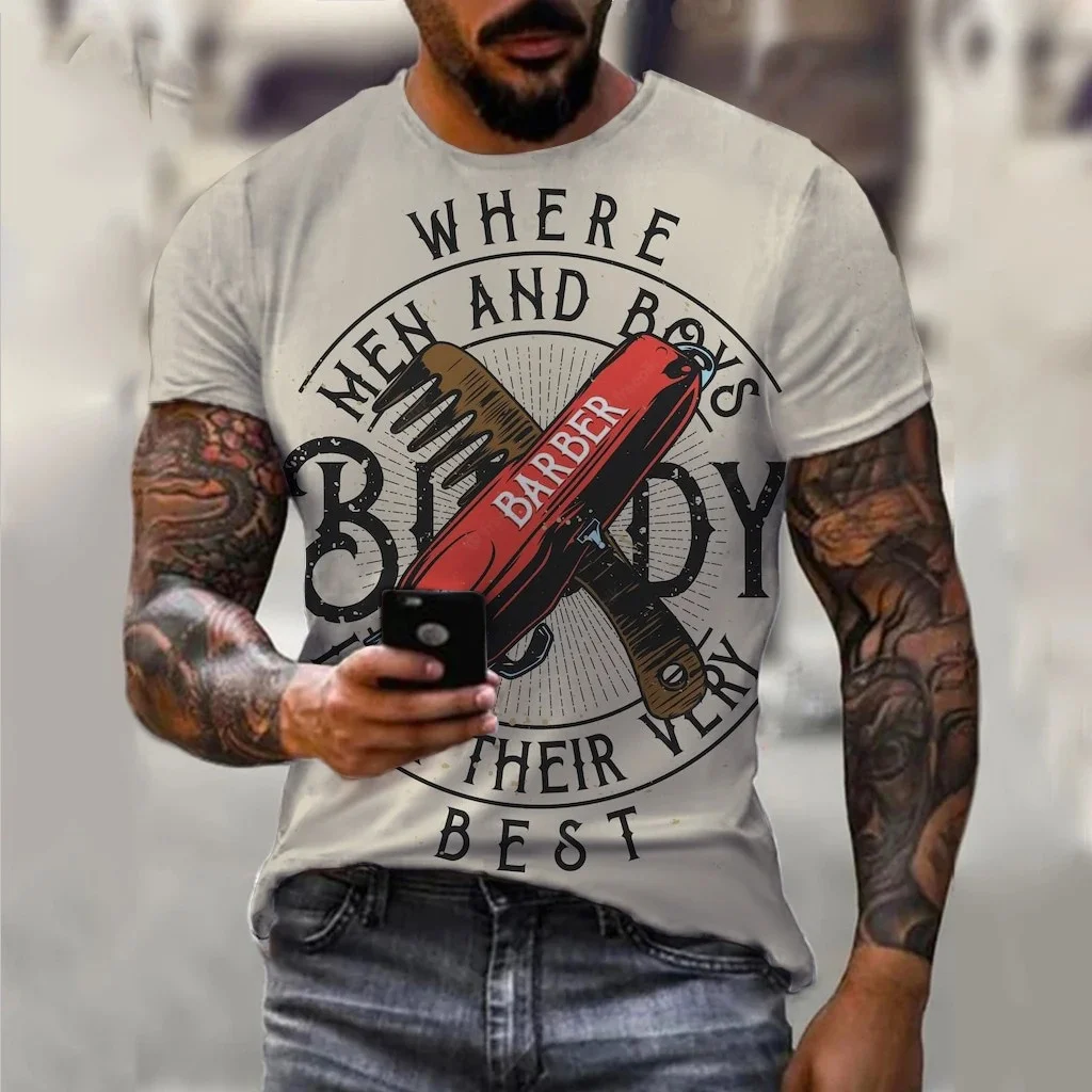 Funny Barber T Shirt For Mens Fashion Short Sleeve Uniform Tops Hip Hop Trend Harajuku Pullover Casual O-neck Oversized T-shirts