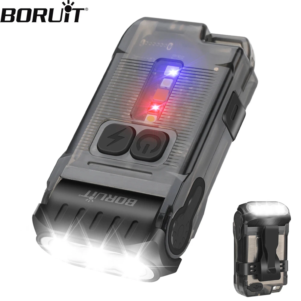 

BORUiT V15 EDC Flashlight 80°Head Swivels LED Keychain Light 1200LM 10 Modes Type-C Rechargeable Work Light Camping Lantern