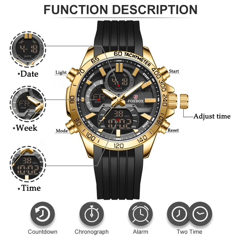 LIGE Brand Luxury Original Sports Wrist Watch For Men Quartz Silicone Waterproof Digital Fashion Watches Male Relogio Masculino