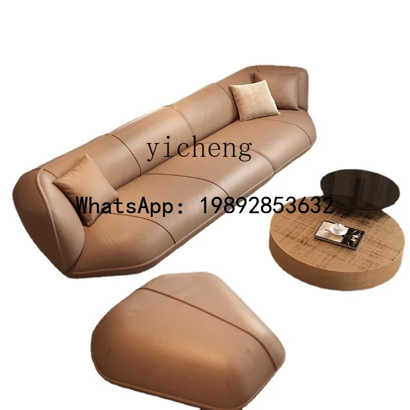 

X2 Straight Row Sofa Brown Living Room Light Luxury Four-Seat Three-Seat Leather Sofa Creative Strange Shape