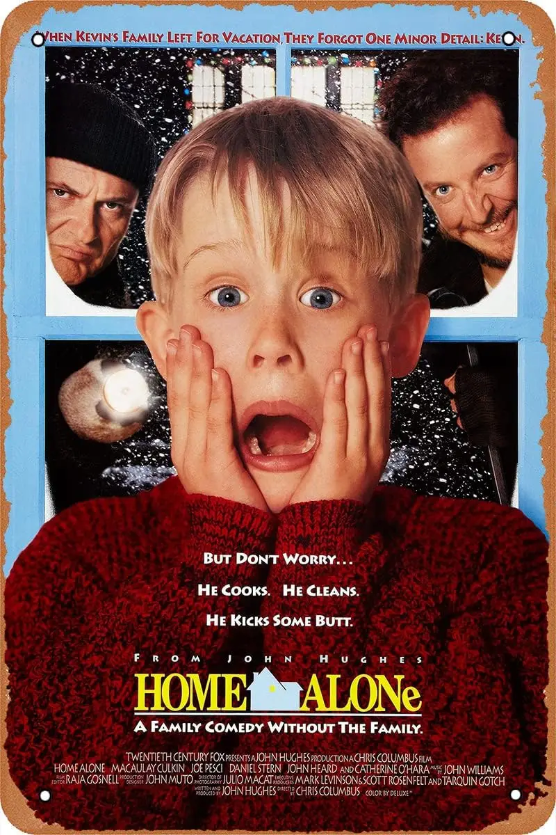 QIAN&XII Home Alone Movie Poster Retro Metal Sign Tin Sign for Cafe Bar Man Cave Office Garage Home Wall Decor