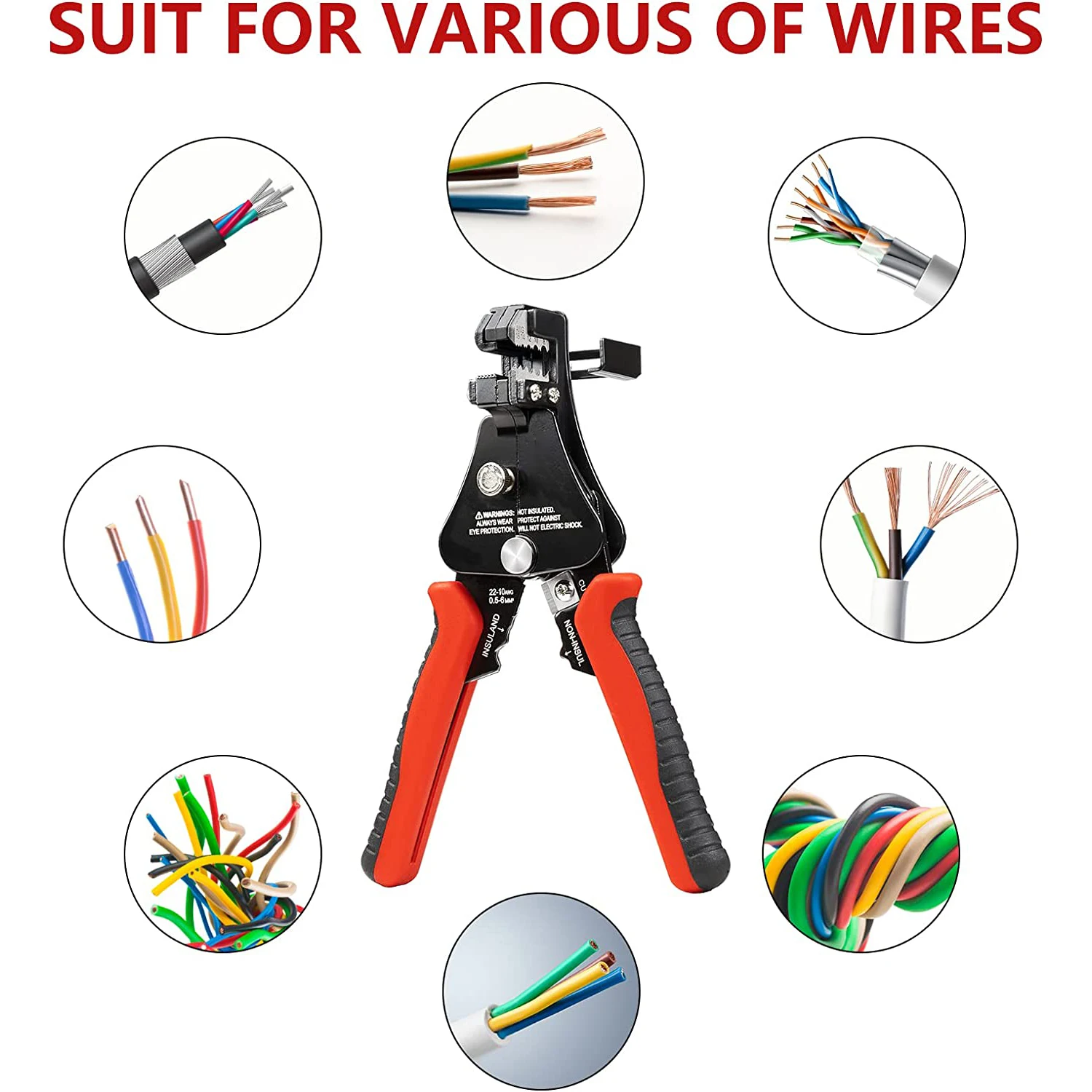 Pinze spelafili automatiche multifunzionali 3 in1-strisce AWG8-18 con funzioni di taglio e crimpatura utensili manuali per elettricisti