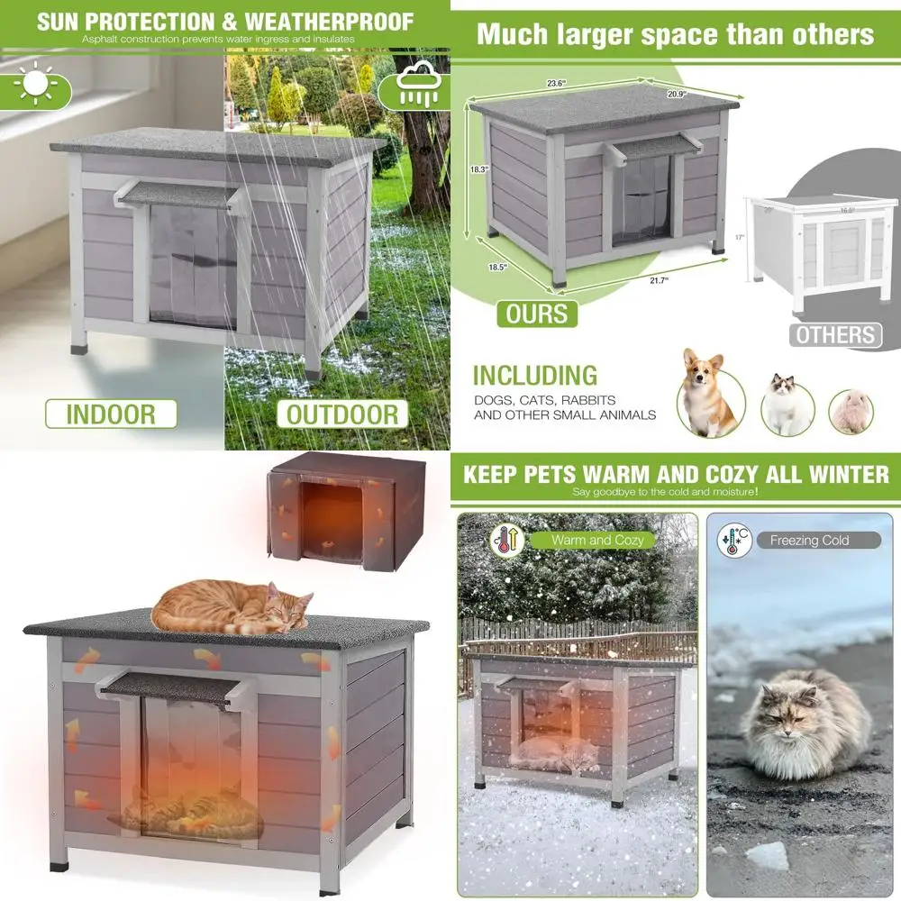 

Всепогодный утепленный домик для кошек с откидной крышей для уличных кошек и мелких животных