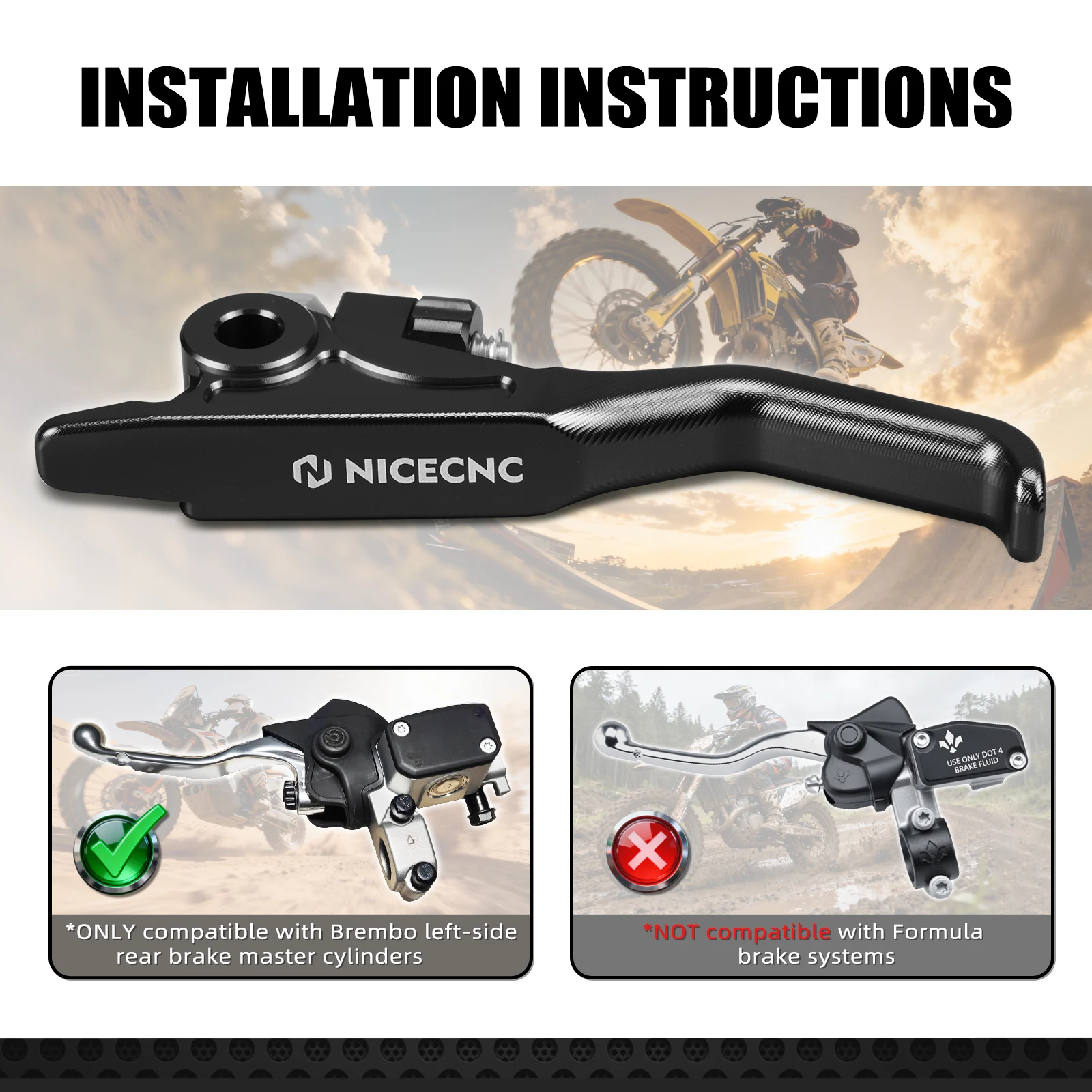 NICECNC 2024-2025 For Stark Varg EX For Stark Varg MX Motocross Front Rear Shorty Brake Lever Handle Aluminum Electric Dirt Bike