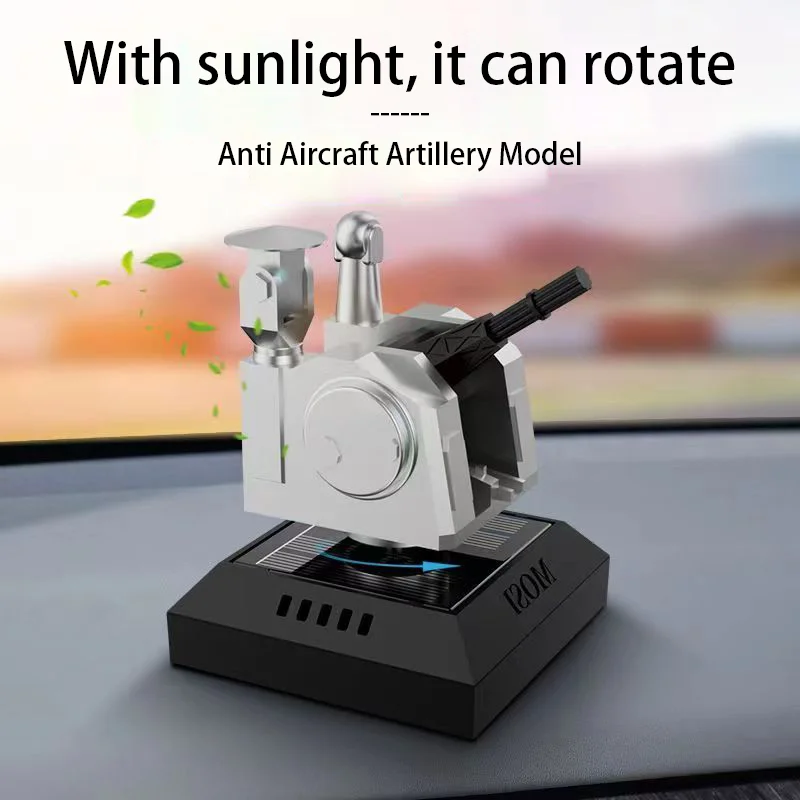 Vehicle mounted anti-aircraft turret model Rotating radar rocket launcher Solar powered rotating fragrance Car weapon ornaments