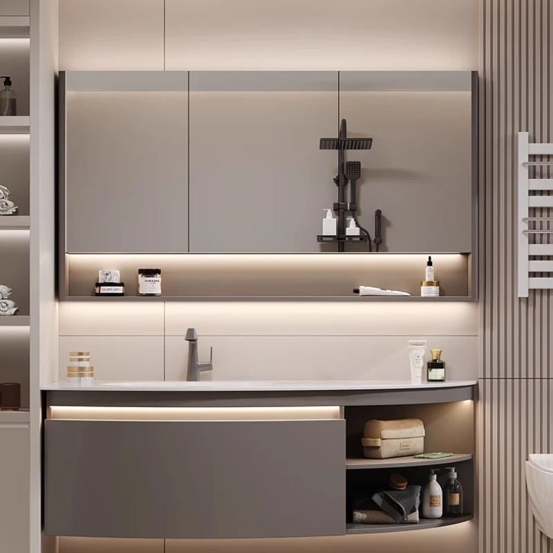 48 Inch Bathroom Vanity With Sink White Organizer Mirror Bathroom Cabinets Storage Luxury Space  Washroom Mobile Bagno Furniture