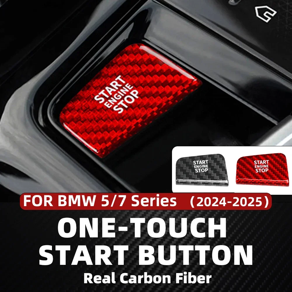 For BMW 5 7 Series G60 G70 Car Interior Engine Start Stop Button Cover Real Carbon Fiber Sticker Accessories Auto Modifications