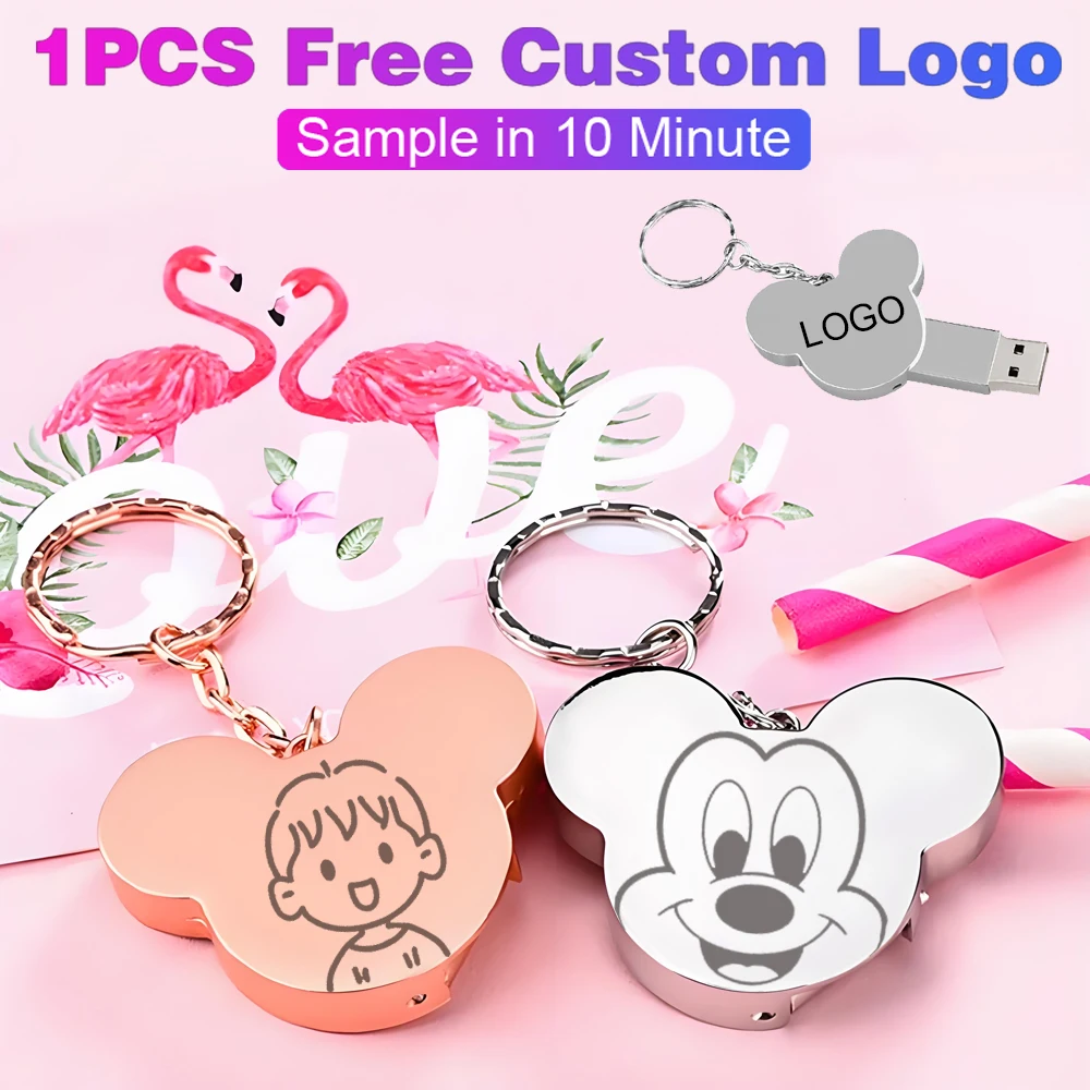 

Metal Mickey USB 2.0 Flash Drives Pen Drive 128GB 64GB Cute Memory Stick Gifts for Children USB Stick External Storage Devices
