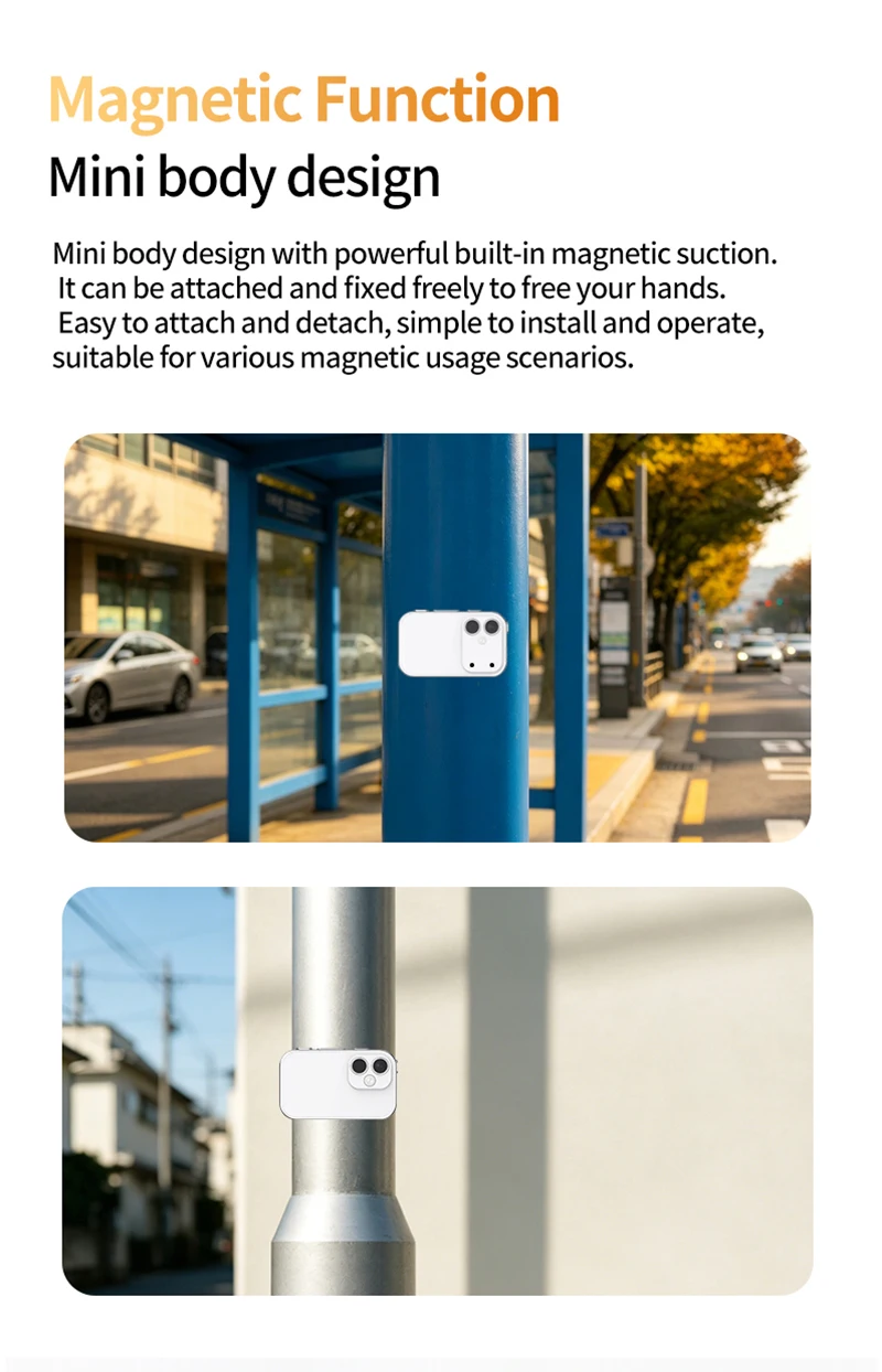 OnePus Dual-Objektiv Magnetische Daumenkamera 2.7K 1080P Pocket Sport Cam WIFI Autofokus Bodycam Tragbare Helmkamera – Detail 20