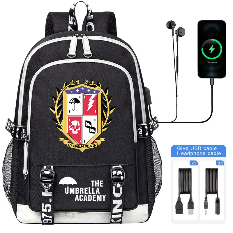 NEW The Umbrella Academy Children Schoolbag Cartoon Boy Girl Students school backpack USB Men Woman Laptop Shoulder Bag