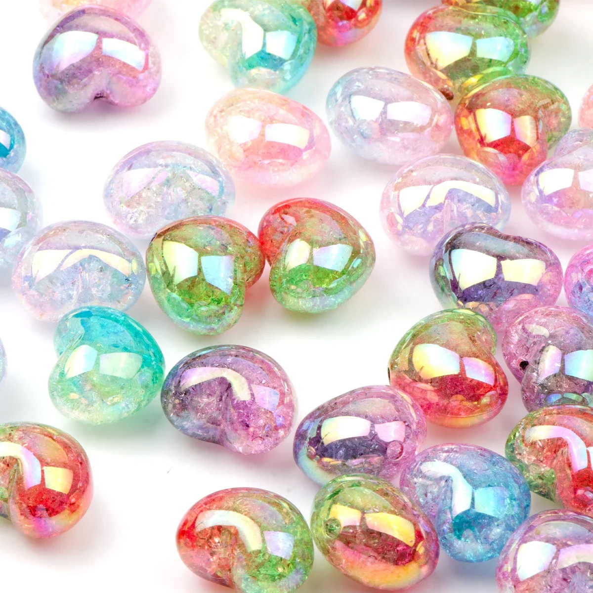 2.2mm Gradient Multicolor Big Heart Vertical Hole Resin ABS Loose Beads for Jewelry Making and Decoration DIY Accessories