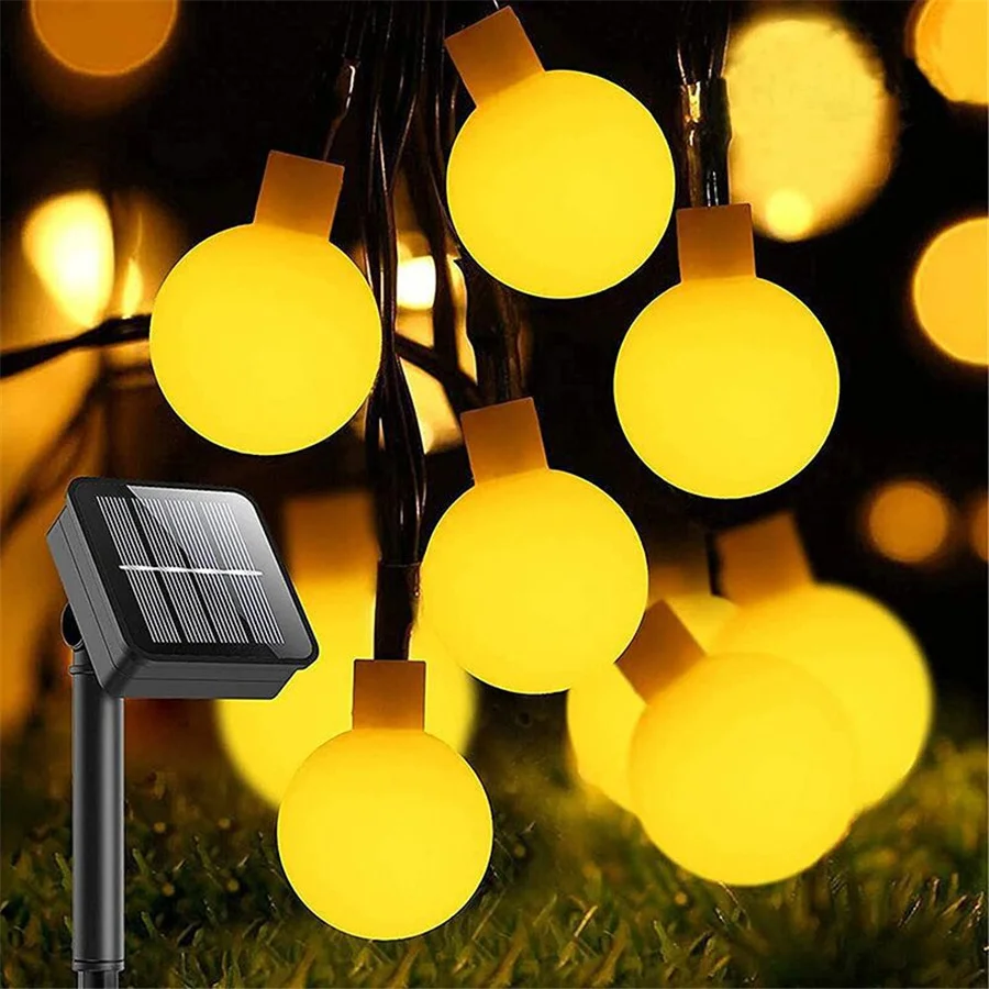 Guirxiété lumineuse solaire imperméable pour jardin extérieur, décoration de fête, mariage, nouvel an, Noël, nickel é, 8 modes, 7m, 12m, 22m