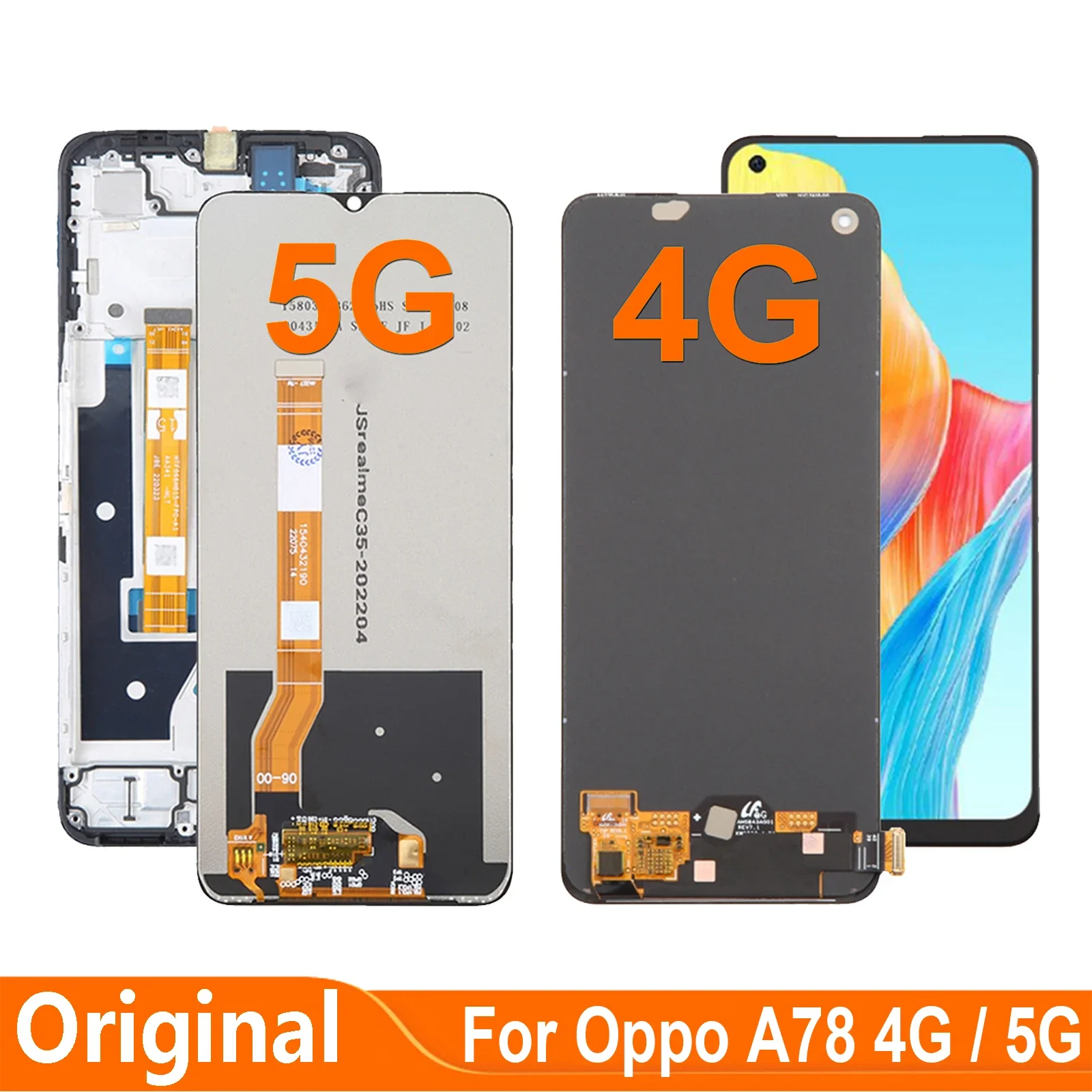 

AMOLED For Oppo A78 4G 5G CPH2565 CPH2483 CPH2495 LCD Display Touch Screen Digitizer Assembly Parts