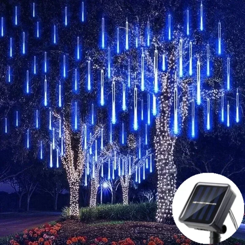 Imagem -03 - Solar Powered Led Meteor Shower Lights Chuva Impermeável Iluminação Exterior para Guirlanda Decoração de Natal Ano Novo