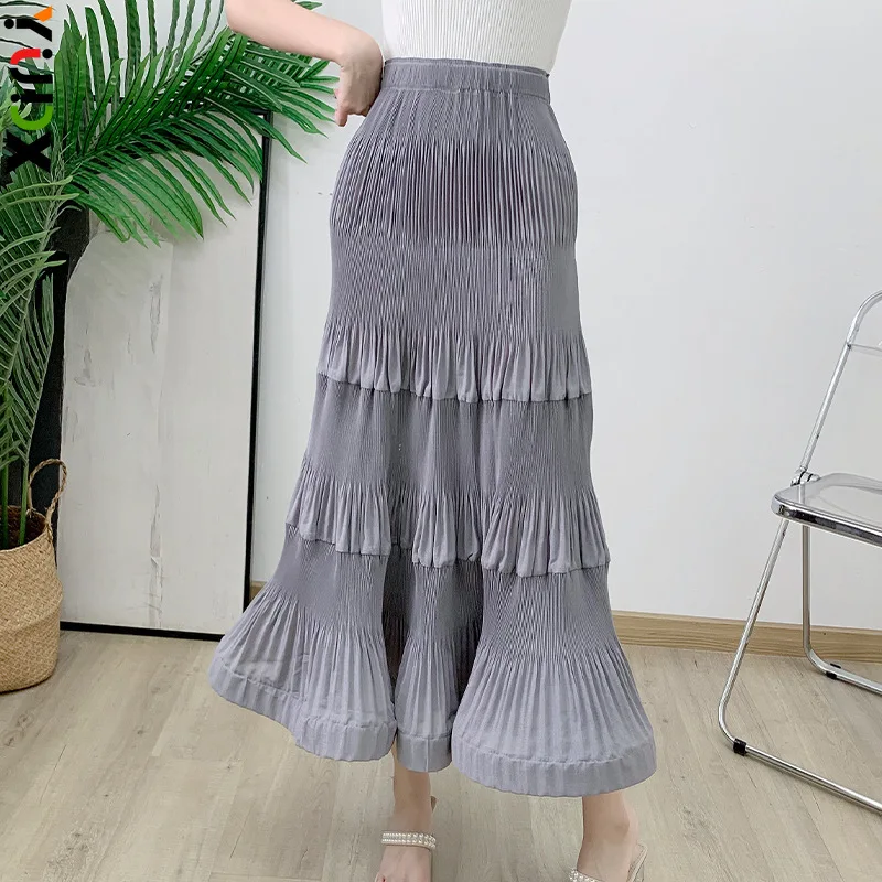 

YUDX Elastic Waist Pressed Pleated Women's Semi-skirt Straight High Waist Slim Skirt Solidfashion Skirt 2024 Autumn New