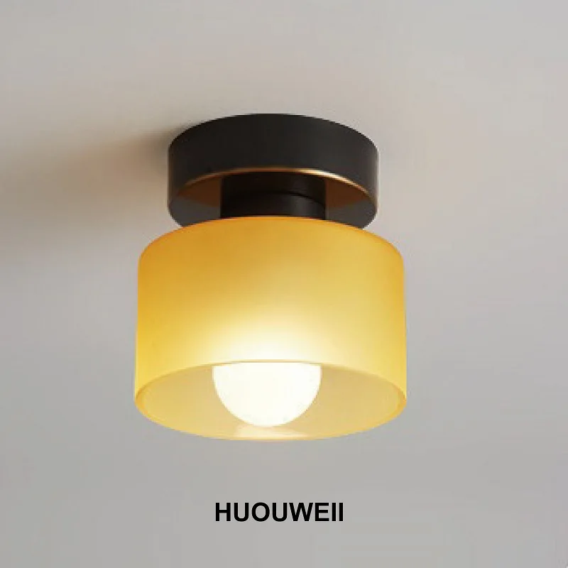 

Simple All Copper Aisle Corridor Lamp Foyer Porch Balcony Stained Glass Bedroom Ceiling Light