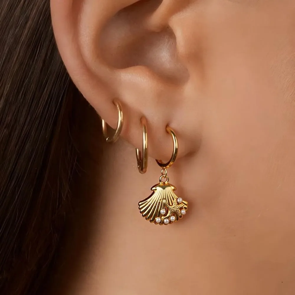 

Stainless Steel Octopus Starfish Shell Marine Elements Pendant Earrings for Women Charm 18K Gold Plated Tarnish Free Party Gift